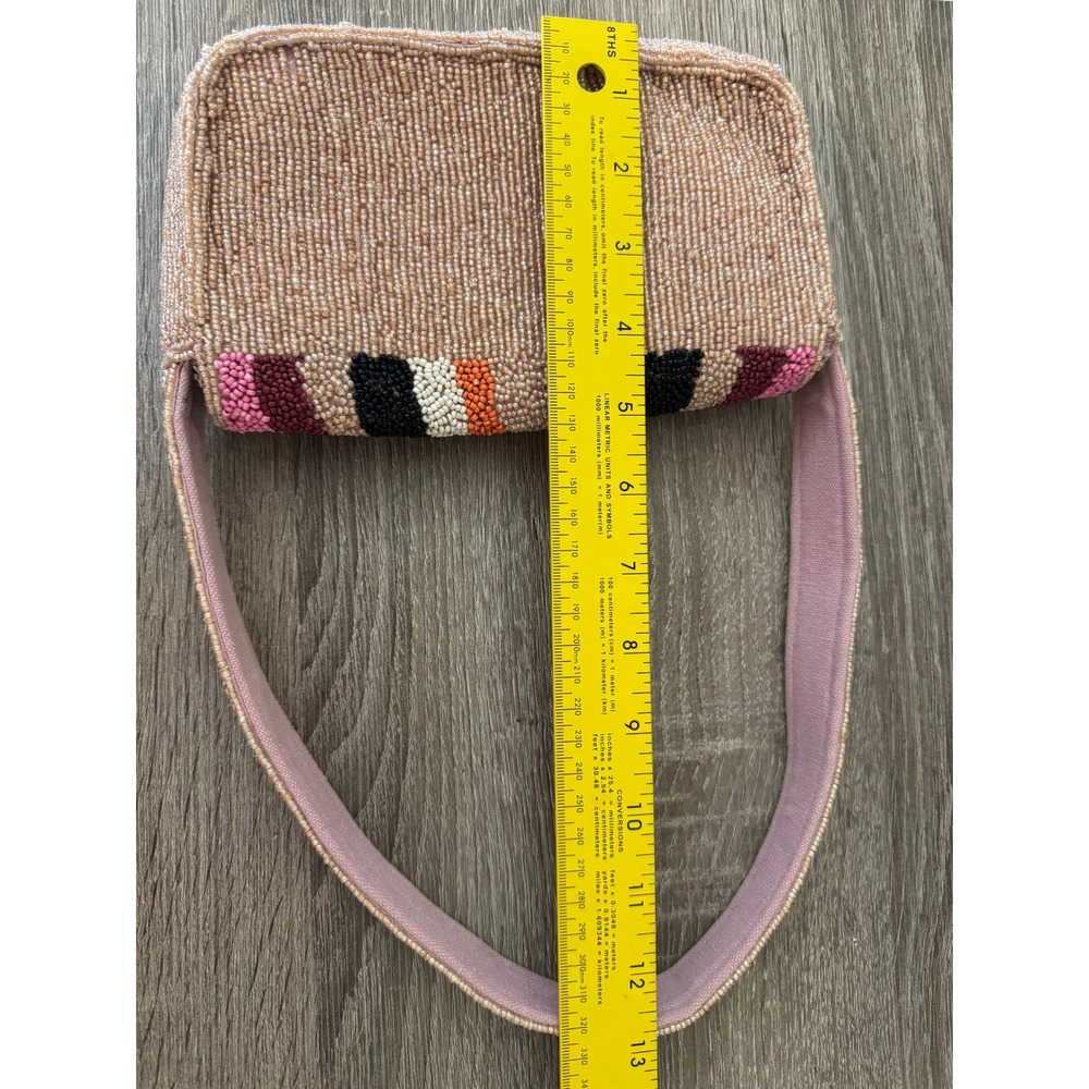 America & Beyond Soho Tan Tufted Beaded Shoulder Bag Multicolor Rainbow NWOT - Picture 13 of 13